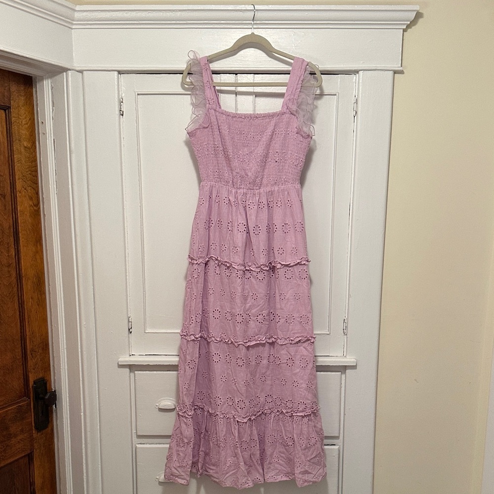 Lavender Eyelet Maxi Dress
